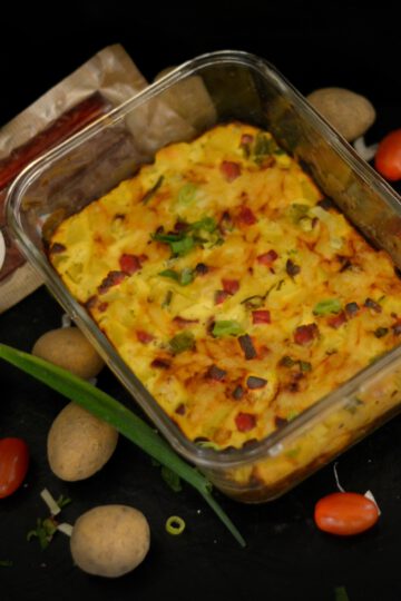 Kartoffelgratin mit Proteinwurst